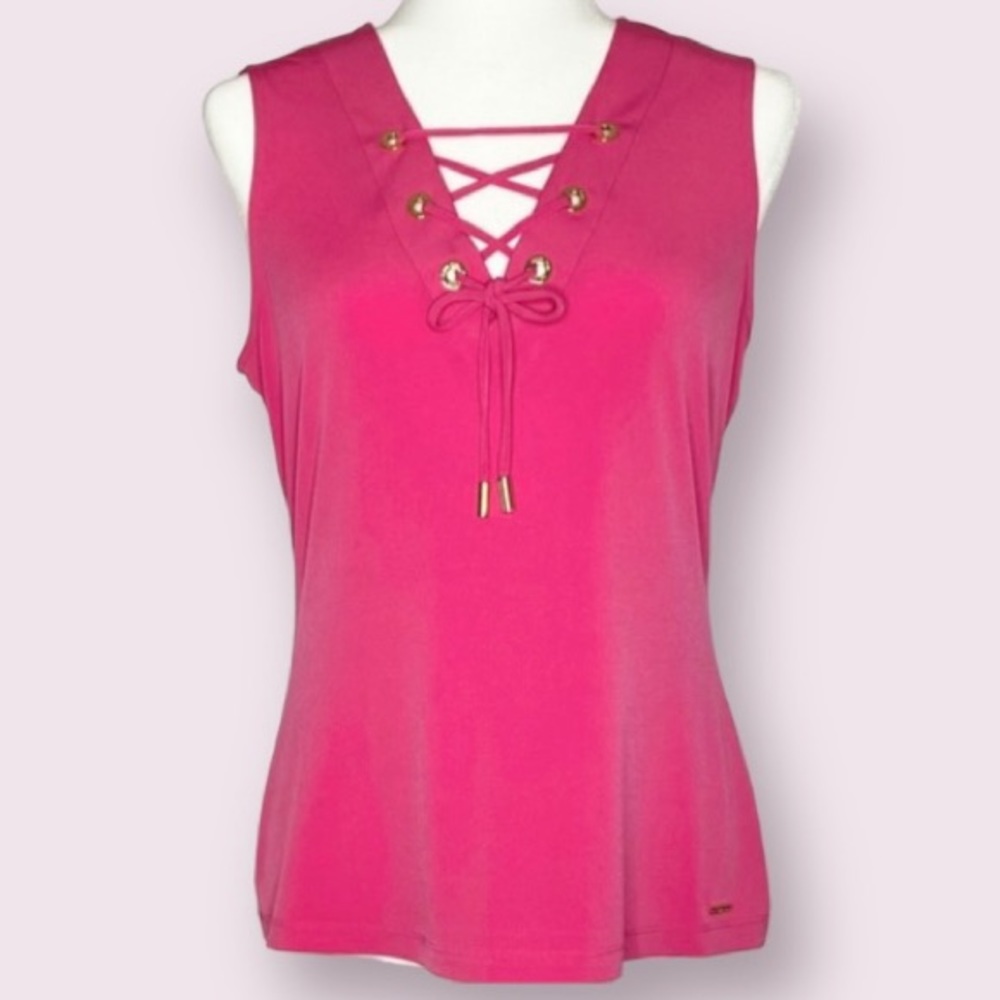 Calvin Klein hot pink top with tie Sz.M